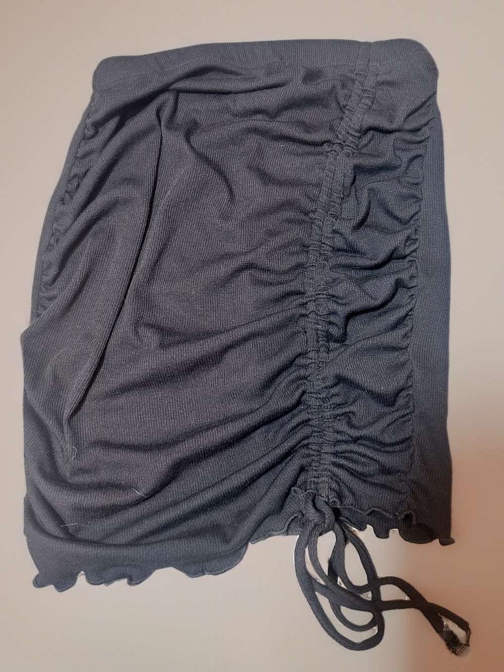 I JOAH Black Ruched Ribbed Mini Skirt Size S